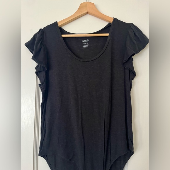 aerie Tops - Aerie Bodysuit with ruffle sleeve detail